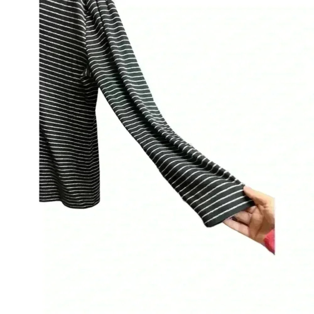 Lauren Ralph Lauren Blouse Black Silver Striped Metallic Button Knit Top Size XL - Picture 5 of 7